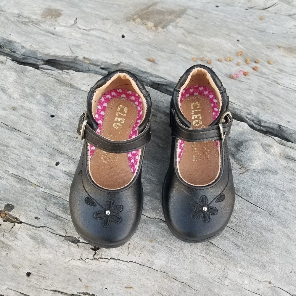 Cleo Black Flower Buckle Shoes